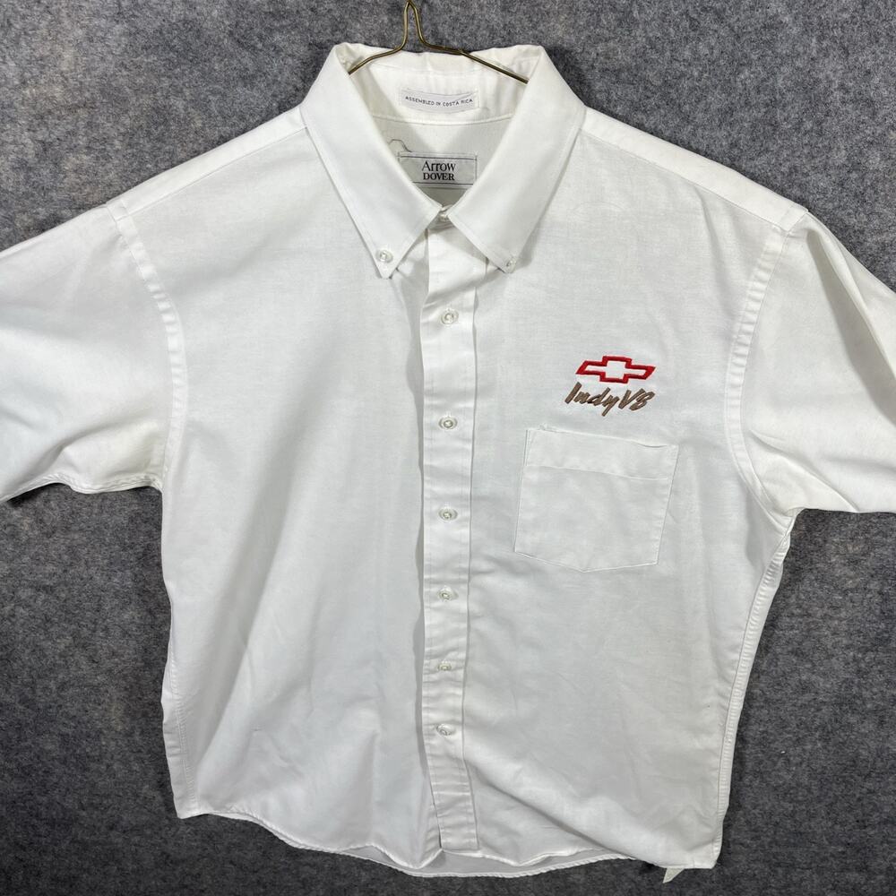 VTG 90’s Chevy Indy V8 Crew Shirt Size Medium/ 16/ Arrow Dover \White Brown‎ - Picture 5 of 12